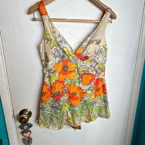 vintage 1960s floral one-piece swimsuit